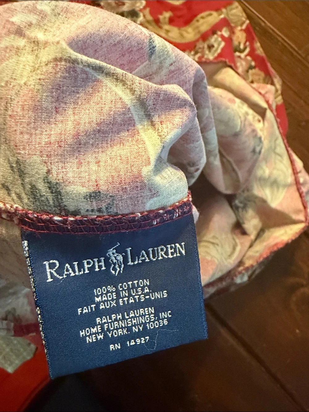 Ralph Lauren Red Floral 2 standard pillowcases with Ruffle Hem